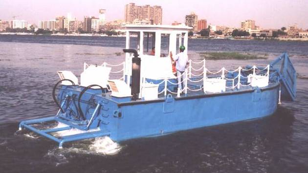 Dozer Boat Undergoing Operational Testing in The River Nile